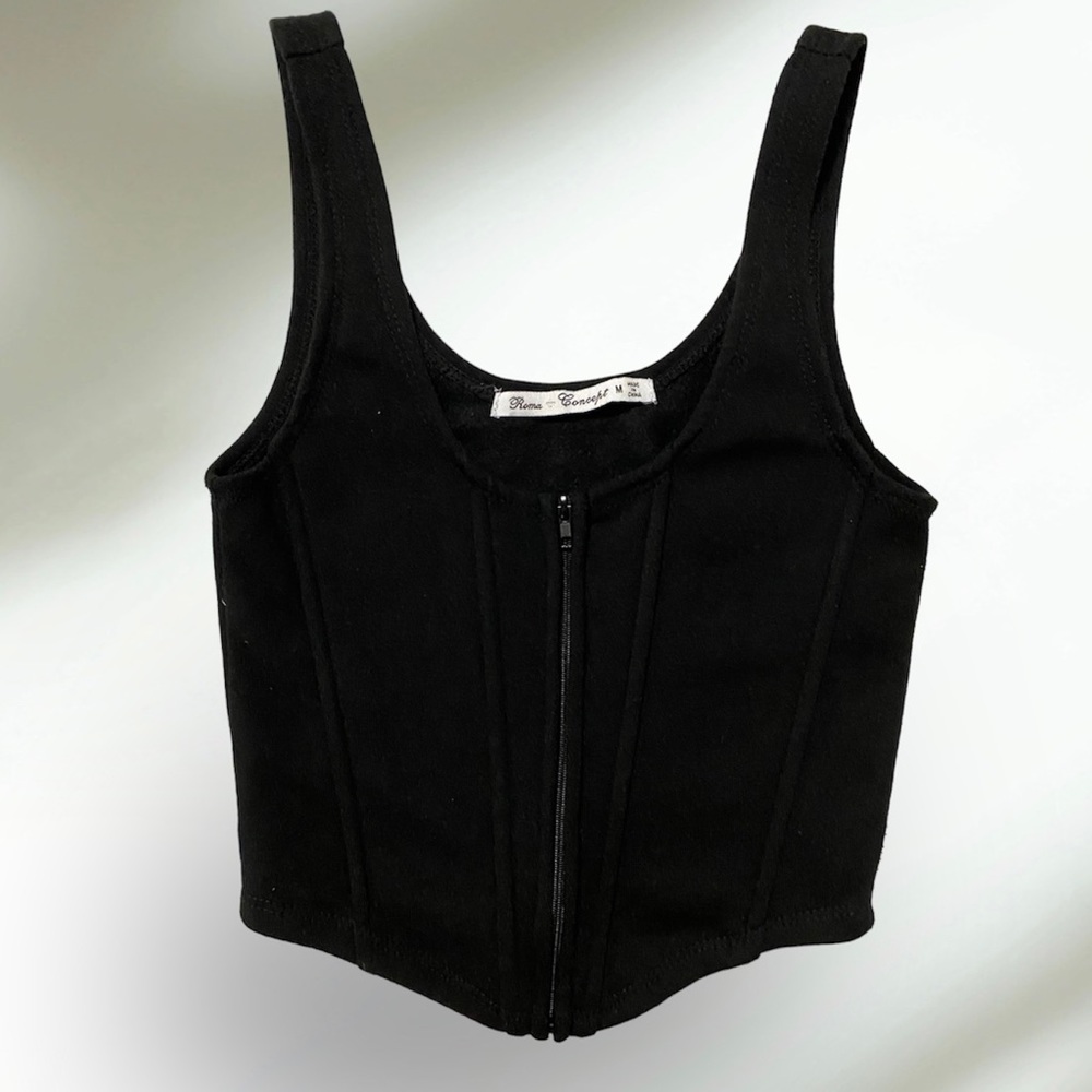 Black zipper corset top